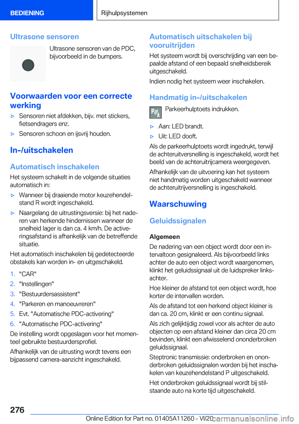 BMW 4 SERIES COUPE 2021  Instructieboekjes (in Dutch) �U�l�t�r�a�s�o�n�e��s�e�n�s�o�r�e�n�U�l�t�r�a�s�o�n�e��s�e�n�s�o�r�e�n��v�a�n��d�e��P�D�C�,
�b�i�j�v�o�o�r�b�e�e�l�d��i�n��d�e��b�u�m�p�e�r�s�.
�V�o�o�r�w�a�a�r�d�e�n��v�o�o�r��e�e�n��c�o�r