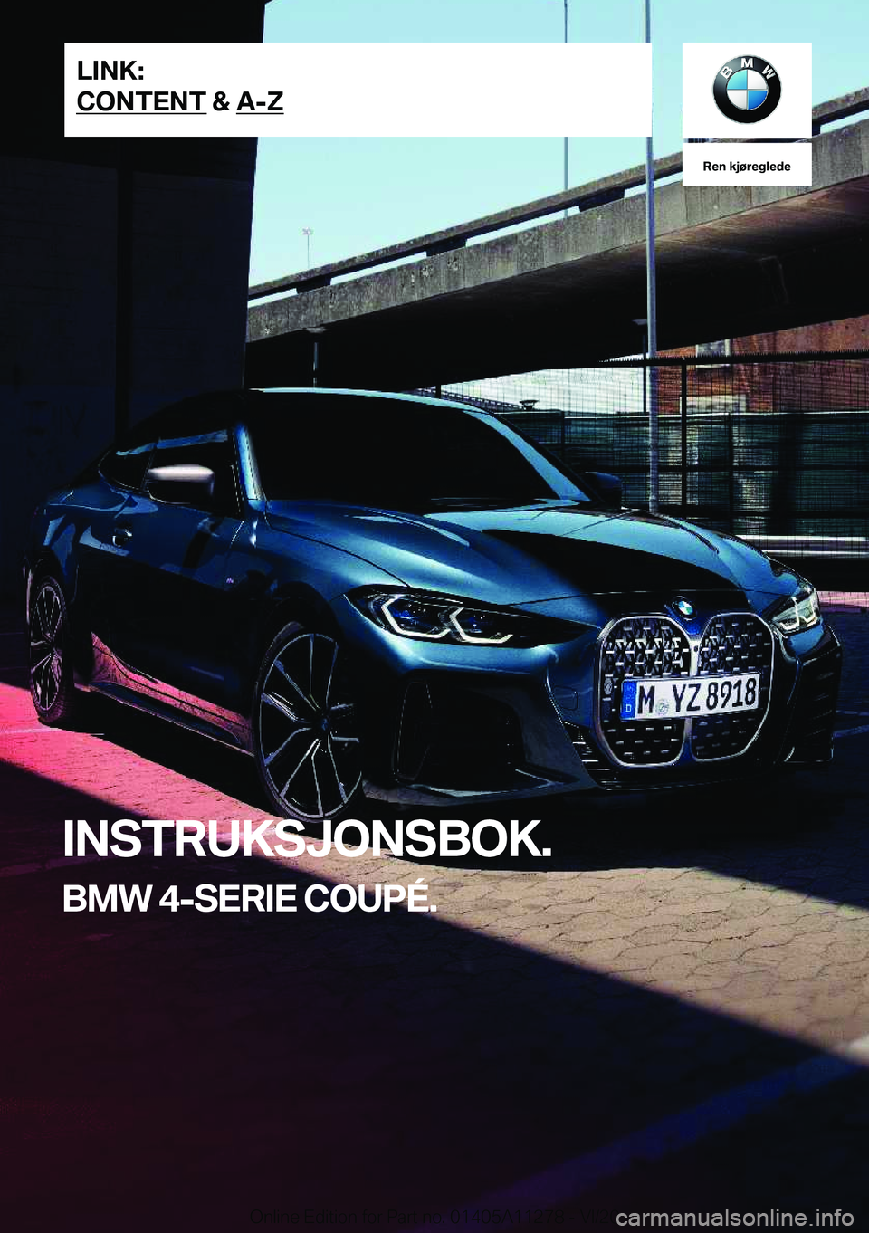 BMW 4 SERIES COUPE 2021  InstruksjonsbØker (in Norwegian) �R�e�n��k�j�