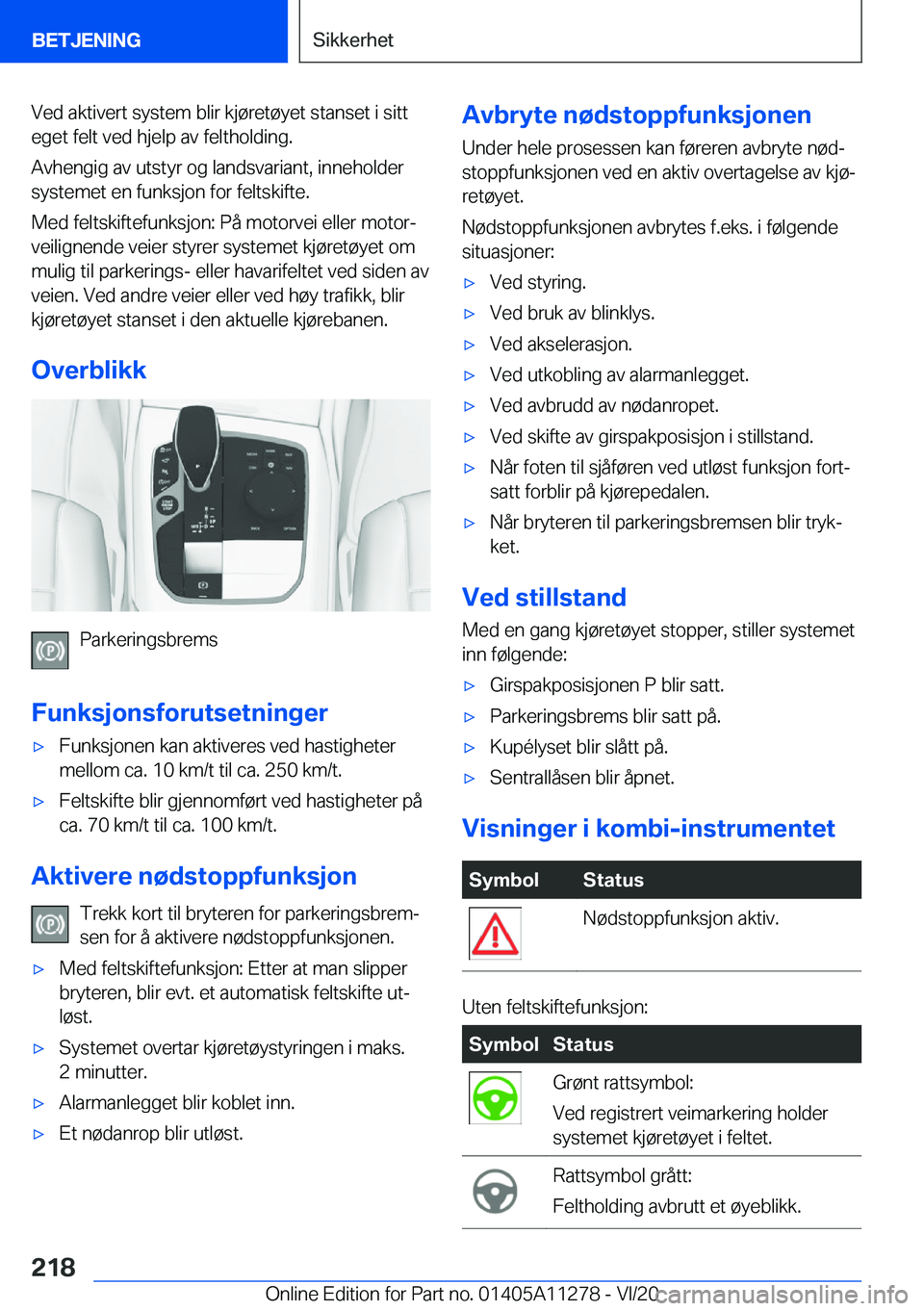BMW 4 SERIES COUPE 2021  InstruksjonsbØker (in Norwegian) �V�e�d��a�k�t�i�v�e�r�t��s�y�s�t�e�m��b�l�i�r��k�j�