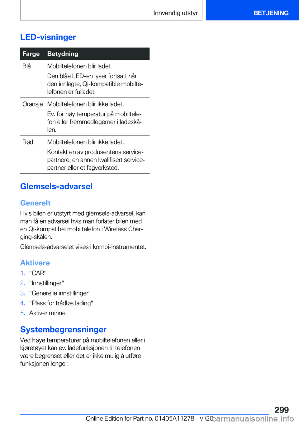 BMW 4 SERIES COUPE 2021  InstruksjonsbØker (in Norwegian) �L�E�D�-�v�i�s�n�i�n�g�e�r�F�a�r�g�e�B�e�t�y�d�n�i�n�g�B�l�å�M�o�b�i�l�t�e�l�e�f�o�n�e�n��b�l�i�r��l�a�d�e�t�.
�D�e�n��b�l�å�e��L�E�D�-�e�n��l�y�s�e�r��f�o�r�t�s�a�t�t��n�å�r
�d�e�n��i�n�n�