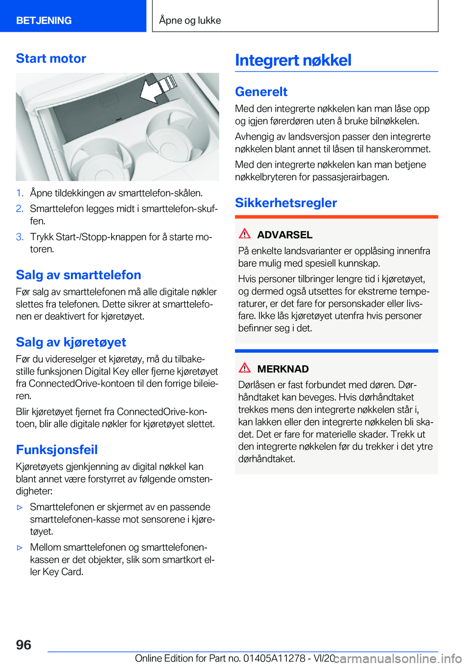 BMW 4 SERIES COUPE 2021  InstruksjonsbØker (in Norwegian) �S�t�a�r�t��m�o�t�o�r�1�.�