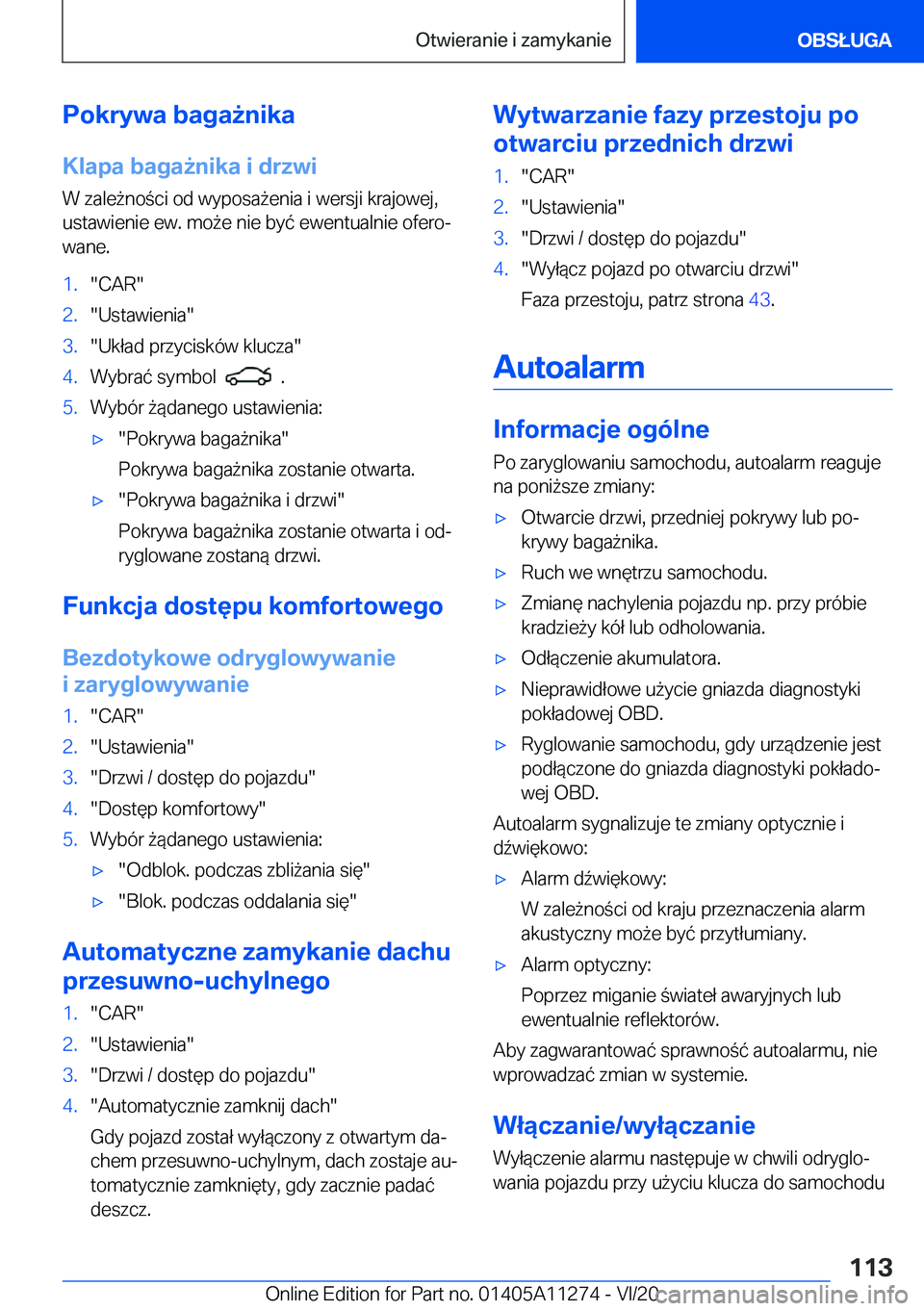 BMW 4 SERIES COUPE 2021  Instrukcja obsługi (in Polish) �P�o�k�r�y�w�a��b�a�g�a9�n�i�k�a
�K�l�a�p�a��b�a�g�a9�n�i�k�a��i��d�r�z�w�i �W��z�a�l�e9�n�o�c�i��o�d��w�y�p�o�s�a9�e�n�i�a��i��w�e�r�s�j�i��k�r�a�j�o�w�e�j�,
�u�s�t�a�w�i�e�n�i�e��e�