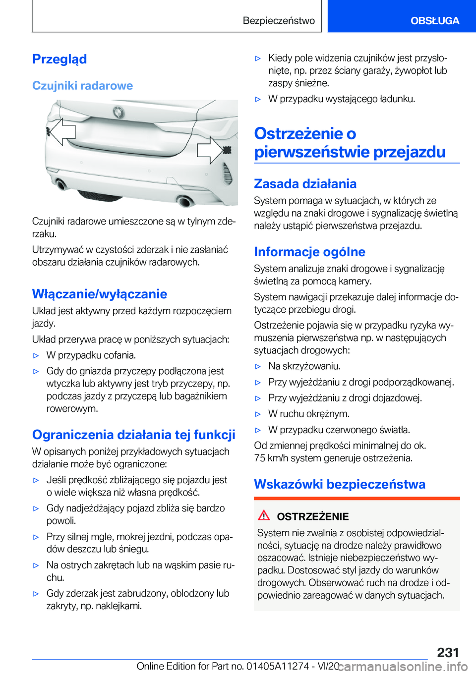 BMW 4 SERIES COUPE 2021  Instrukcja obsługi (in Polish) �P�r�z�e�g�l�ą�d�C�z�u�j�n�i�k�i��r�a�d�a�r�o�w�e
�C�z�u�j�n�i�k�i��r�a�d�a�r�o�w�e��u�m�i�e�s�z�c�z�o�n�e��s�