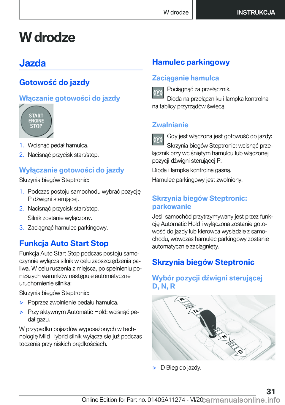 BMW 4 SERIES COUPE 2021  Instrukcja obsługi (in Polish) �W��d�r�o�d�z�e�J�a�z�d�a
�G�o�t�o�w�o�ć��d�o��j�a�z�d�y
�W�ł�ą�c�z�a�n�i�e��g�o�t�o�w�o�c�i��d�o��j�a�z�d�y
�1�.�W�c�i�s�n�