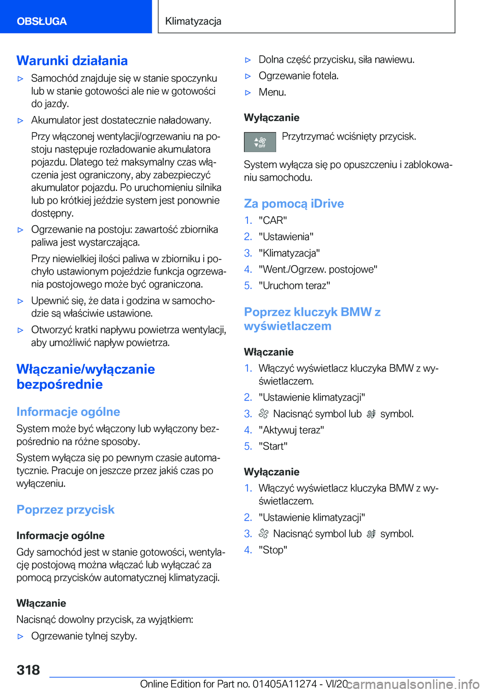 BMW 4 SERIES COUPE 2021  Instrukcja obsługi (in Polish) �W�a�r�u�n�k�i��d�z�i�a�ł�a�n�i�a'x�S�a�m�o�c�h�