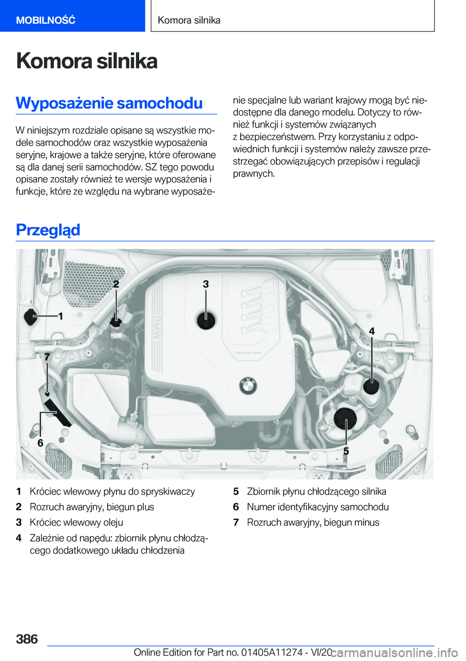 BMW 4 SERIES COUPE 2021  Instrukcja obsługi (in Polish) �K�o�m�o�r�a��s�i�l�n�i�k�a�W�y�p�o�s�a9�e�n�i�e��s�a�m�o�c�h�o�d�u
�W��n�i�n�i�e�j�s�z�y�m��r�o�z�d�z�i�a�l�e��o�p�i�s�a�n�e��s�