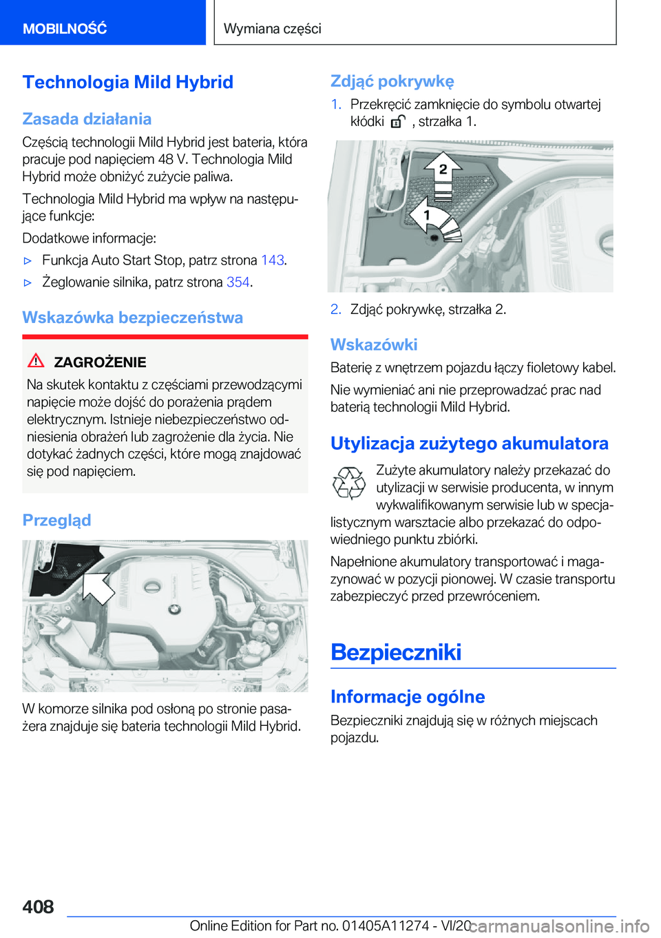 BMW 4 SERIES COUPE 2021  Instrukcja obsługi (in Polish) �T�e�c�h�n�o�l�o�g�i�a��M�i�l�d��H�y�b�r�i�d
�Z�a�s�a�d�a��d�z�i�a�ł�a�n�i�a
�C�z�
