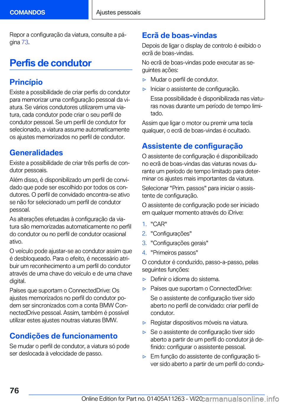 BMW 4 SERIES COUPE 2021  Manual do condutor (in Portuguese) �R�e�p�o�r��a��c�o�n�f�i�g�u�r�a�