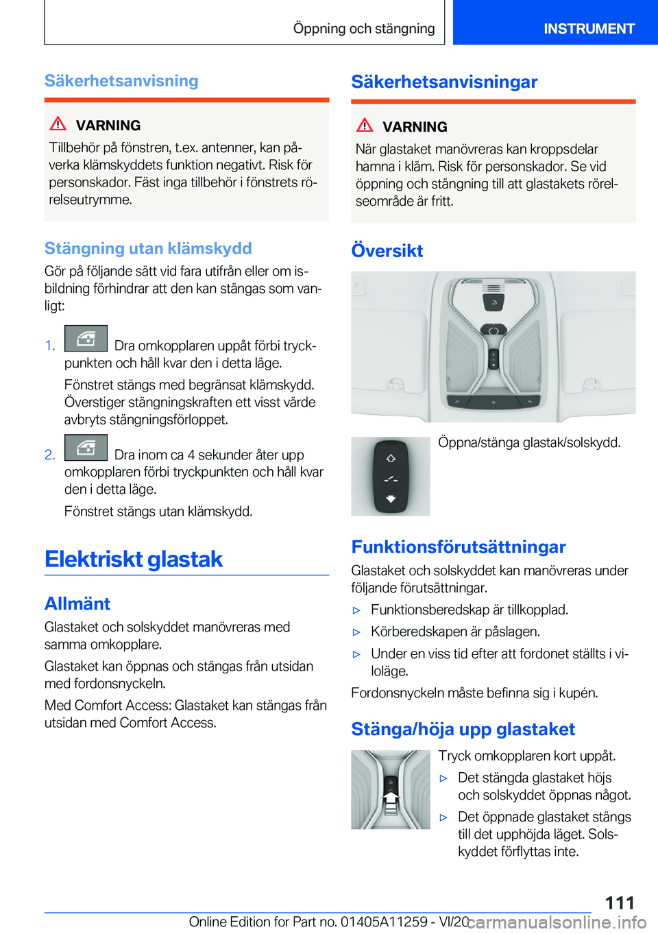 BMW 4 SERIES COUPE 2021  InstruktionsbÖcker (in Swedish) �S�ä�k�e�r�h�e�t�s�a�n�v�i�s�n�i�n�g
�V�A�R�N�I�N�G
�T�i�l�l�b�e�h�