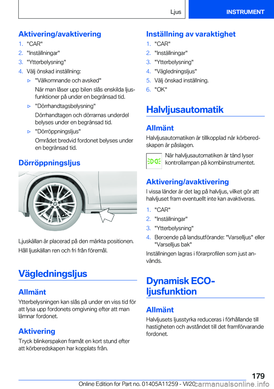 BMW 4 SERIES COUPE 2021  InstruktionsbÖcker (in Swedish) �A�k�t�i�v�e�r�i�n�g�/�a�v�a�k�t�i�v�e�r�i�n�g�1�.��C�A�R��2�.��I�n�s�t�ä�l�l�n�i�n�g�a�r��3�.��Y�t�t�e�r�b�e�l�y�s�n�i�n�g��4�.�V�ä�l�j��