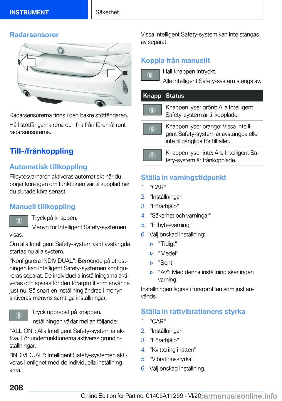 BMW 4 SERIES COUPE 2021  InstruktionsbÖcker (in Swedish) �R�a�d�a�r�s�e�n�s�o�r�e�r
�R�a�d�a�r�s�e�n�s�o�r�e�r�n�a��f�i�n�n�s��i��d�e�n��b�a�k�r�e��s�t�
