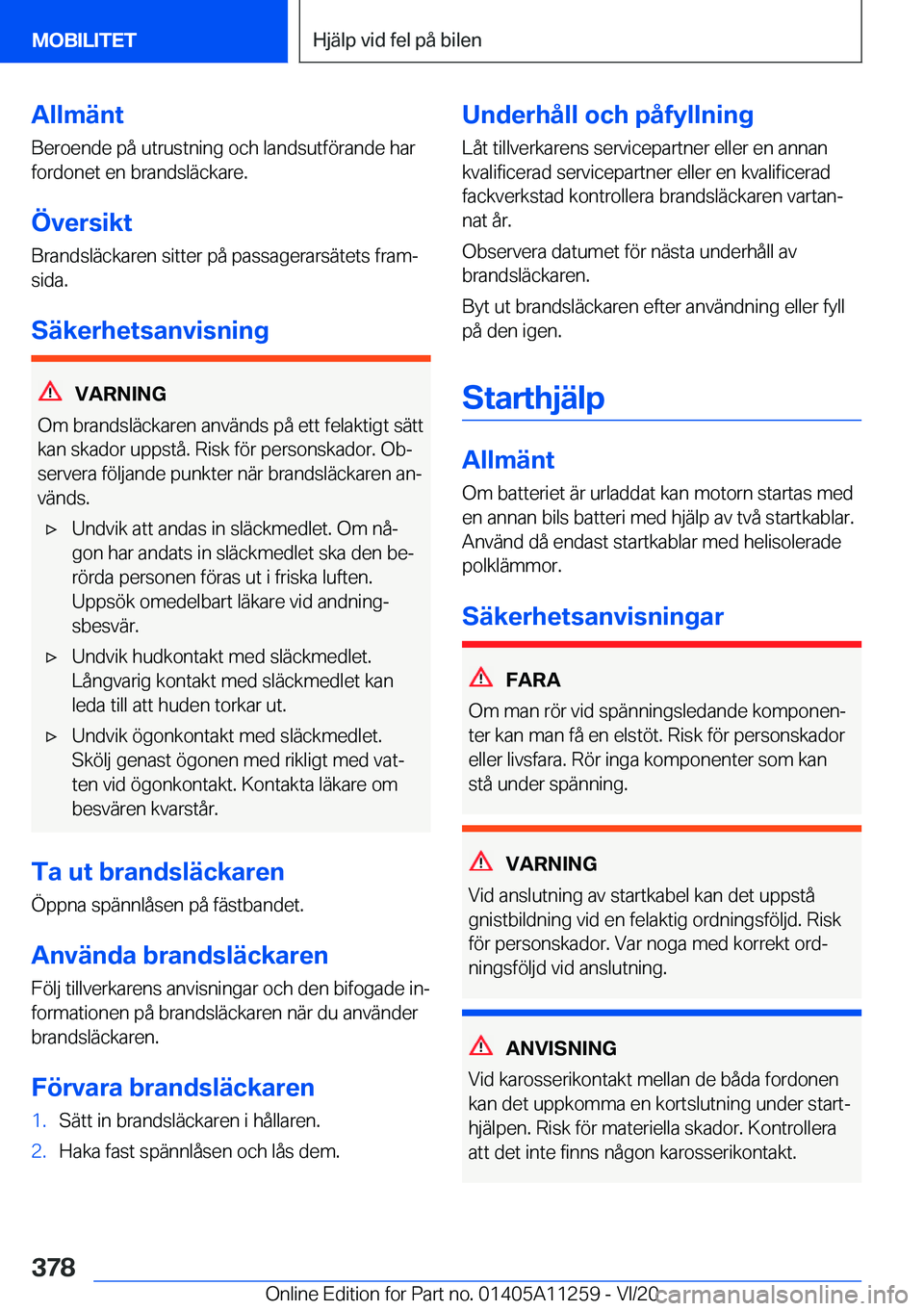 BMW 4 SERIES COUPE 2021  InstruktionsbÖcker (in Swedish) �A�l�l�m�ä�n�t
�B�e�r�o�e�n�d�e��p�å��u�t�r�u�s�t�n�i�n�g��o�c�h��l�a�n�d�s�u�t�f�