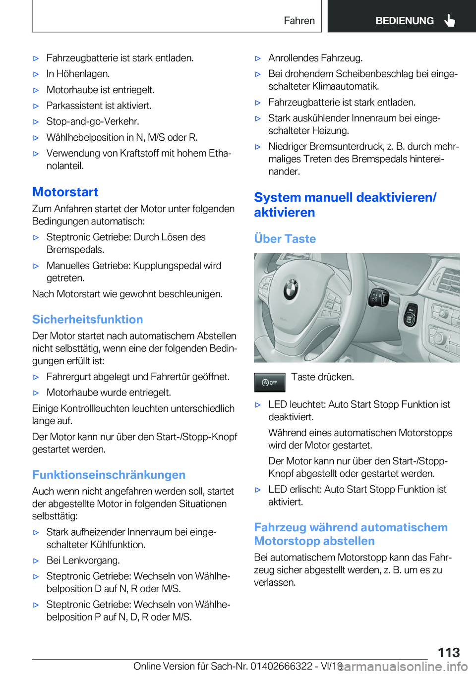 BMW 4 SERIES COUPE 2020  Betriebsanleitungen (in German) x�F�a�h�r�z�e�u�g�b�a�t�t�e�r�i�e��i�s�t��s�t�a�r�k��e�n�t�l�a�d�e�n�.x�I�n��H�