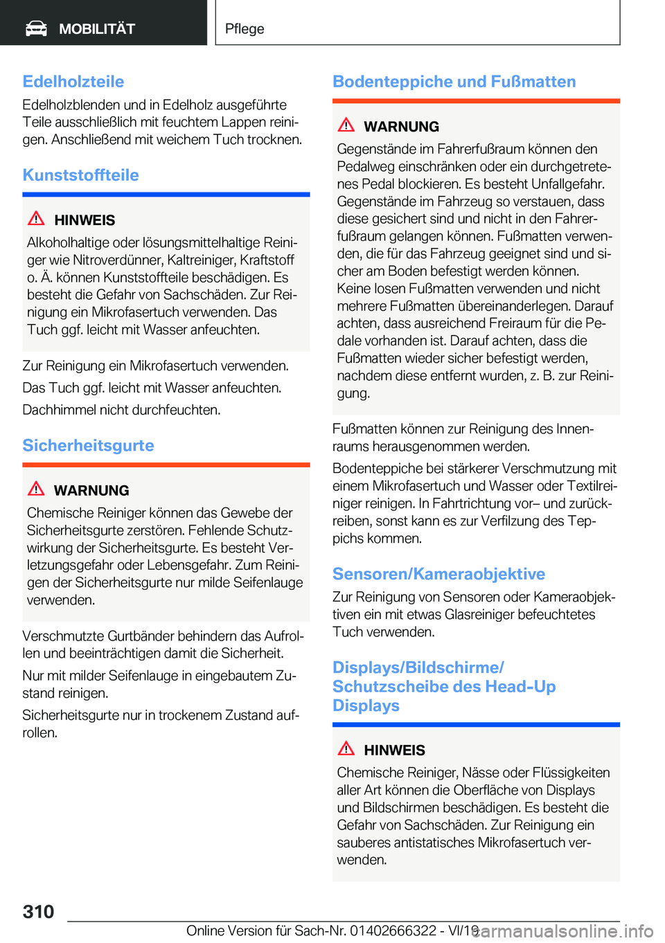 BMW 4 SERIES COUPE 2020  Betriebsanleitungen (in German) �E�d�e�l�h�o�l�z�t�e�i�l�e
�E�d�e�l�h�o�l�z�b�l�e�n�d�e�n��u�n�d��i�n��E�d�e�l�h�o�l�z��a�u�s�g�e�f�