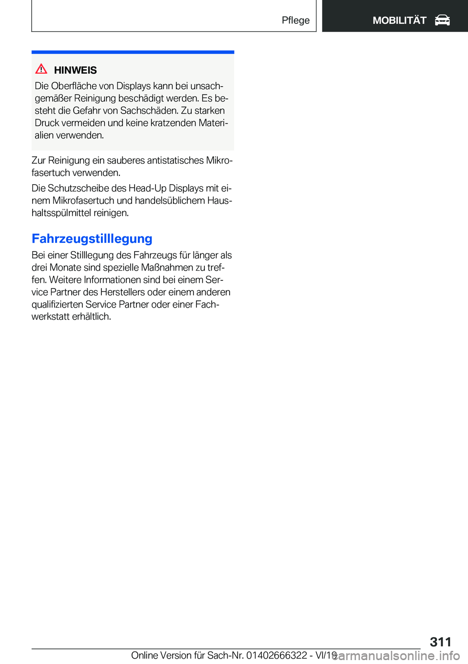 BMW 4 SERIES COUPE 2020  Betriebsanleitungen (in German) �H�I�N�W�E�I�S
�D�i�e��O�b�e�r�f�l�