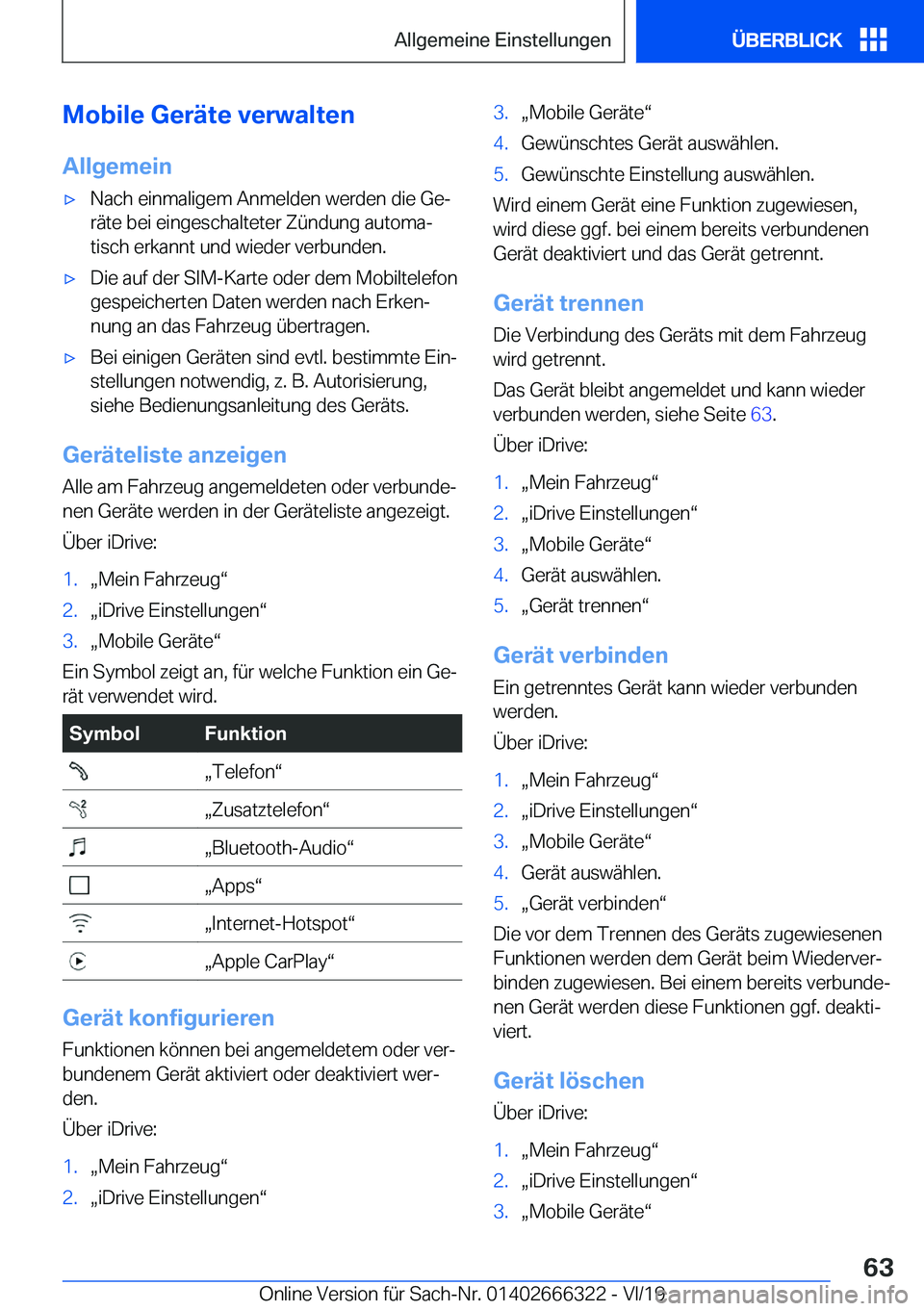 BMW 4 SERIES COUPE 2020  Betriebsanleitungen (in German) �M�o�b�i�l�e��G�e�r�