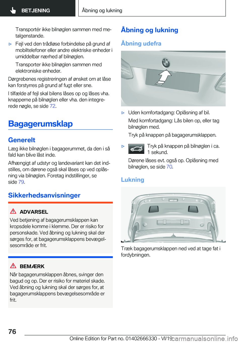 BMW 4 SERIES COUPE 2020  InstruktionsbØger (in Danish) �T�r�a�n�s�p�o�r�t�