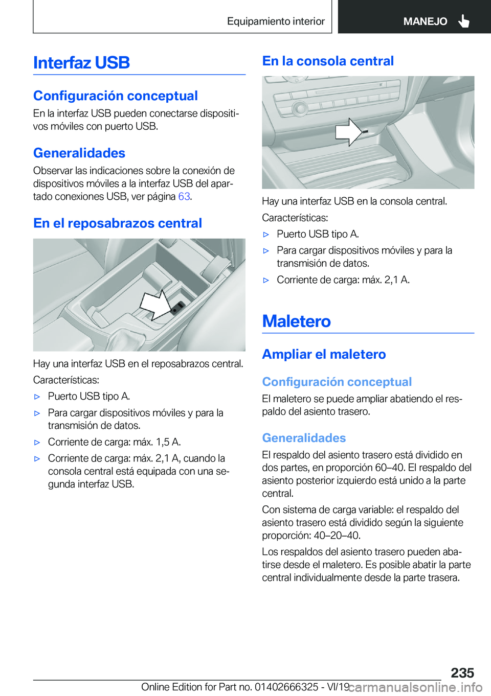BMW 4 SERIES COUPE 2020  Manuales de Empleo (in Spanish) �I�n�t�e�r�f�a�z��U�S�B
�C�o�n�f�i�g�u�r�a�c�i�