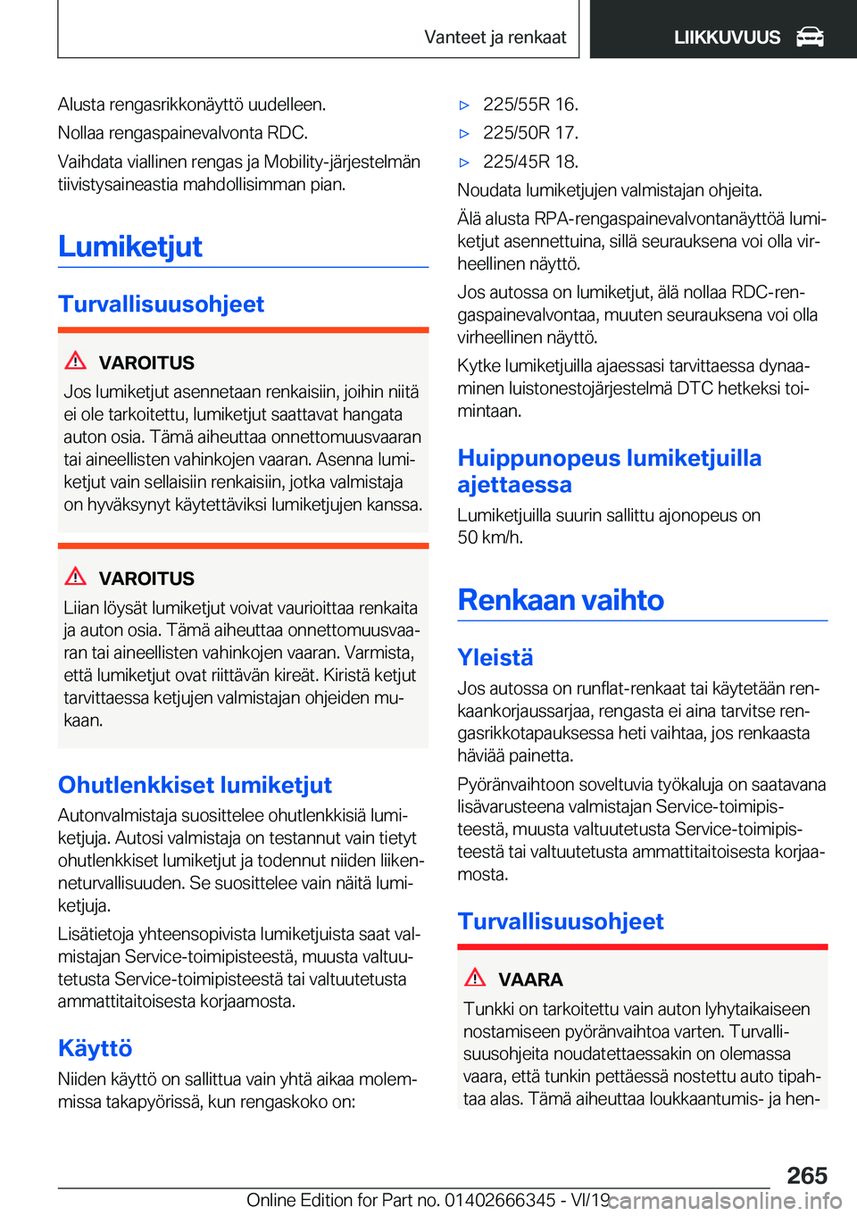 BMW 4 SERIES COUPE 2020  Omistajan Käsikirja (in Finnish) �A�l�u�s�t�a��r�e�n�g�a�s�r�i�k�k�o�n�