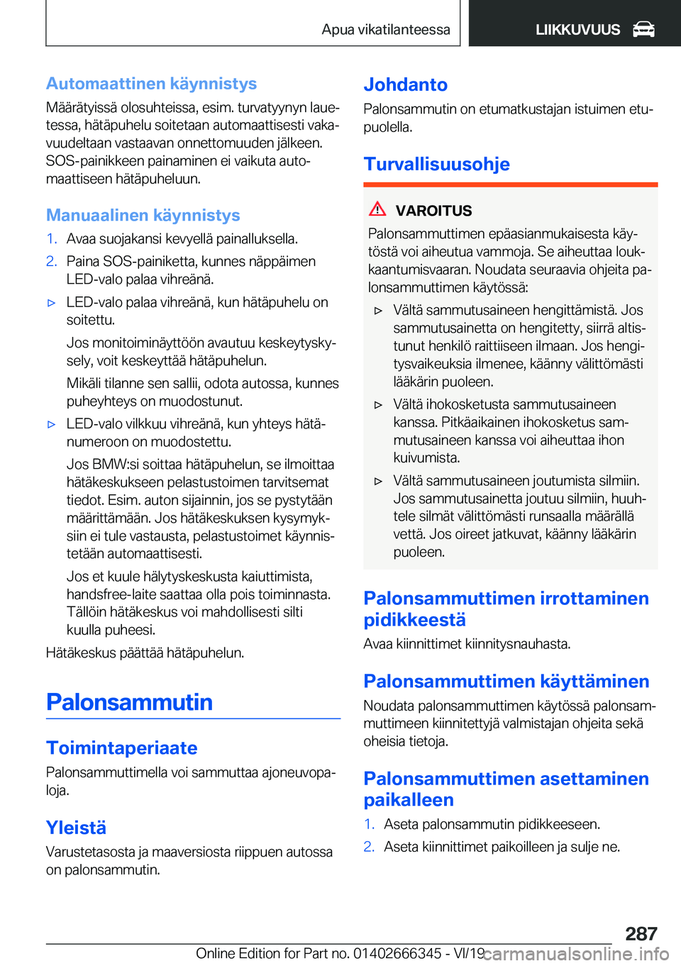BMW 4 SERIES COUPE 2020  Omistajan Käsikirja (in Finnish) �A�u�t�o�m�a�a�t�t�i�n�e�n��k�