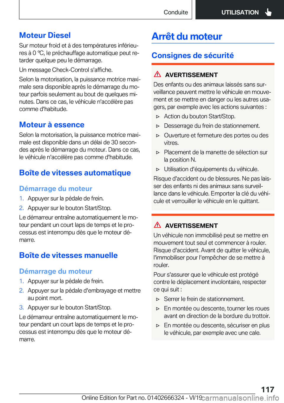 BMW 4 SERIES COUPE 2020  Notices Demploi (in French) �M�o�t�e�u�r��D�i�e�s�e�l
�S�u�r��m�o�t�e�u�r��f�r�o�i�d��e�t��