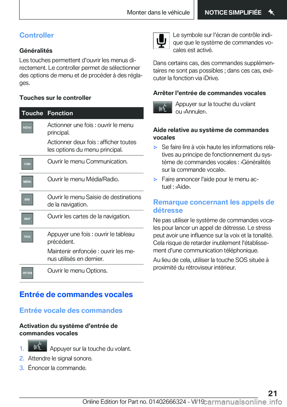 BMW 4 SERIES COUPE 2020  Notices Demploi (in French) �C�o�n�t�r�o�l�l�e�r�G�é�n�é�r�a�l�i�t�é�s
�L�e�s��t�o�u�c�h�e�s��p�e�r�m�e�t�t�e�n�t��d�'�o�u�v�r�i�r��l�e�s��m�e�n�u�s��d�ij
�r�e�c�t�e�m�e�n�t�.��L�e��c�o�n�t�r�o�l�l�e�r��p�e�r�m�