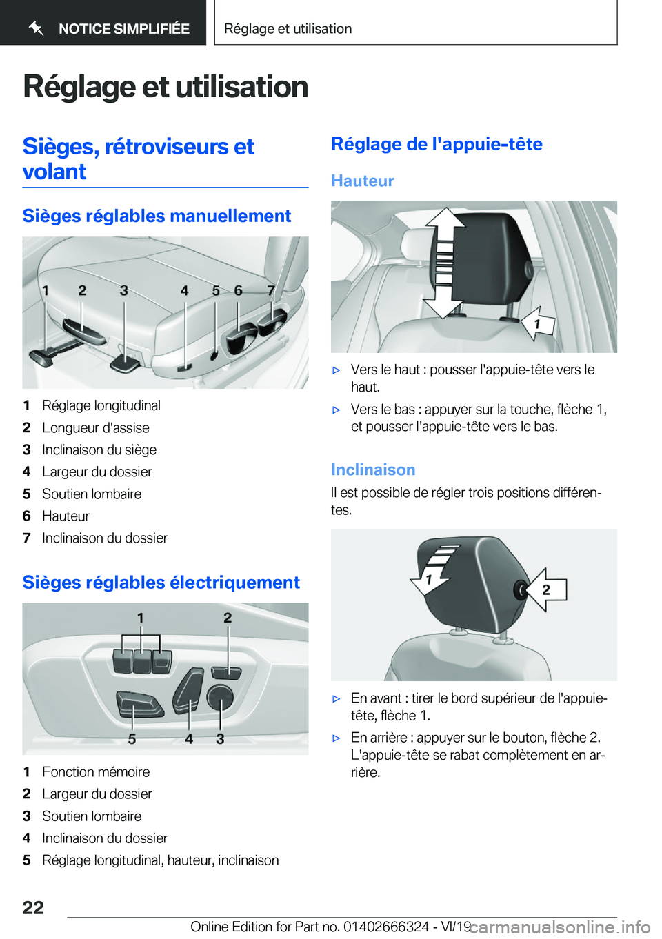 BMW 4 SERIES COUPE 2020  Notices Demploi (in French) �R�é�g�l�a�g�e��e�t��u�t�i�l�i�s�a�t�i�o�n�S�i�è�g�e�s�,��r�é�t�r�o�v�i�s�e�u�r�s��e�t�v�o�l�a�n�t
�S�i�è�g�e�s��r�é�g�l�a�b�l�e�s��m�a�n�u�e�l�l�e�m�e�n�t
�1�R�é�g�l�a�g�e��l�o�n�g�i�t�u