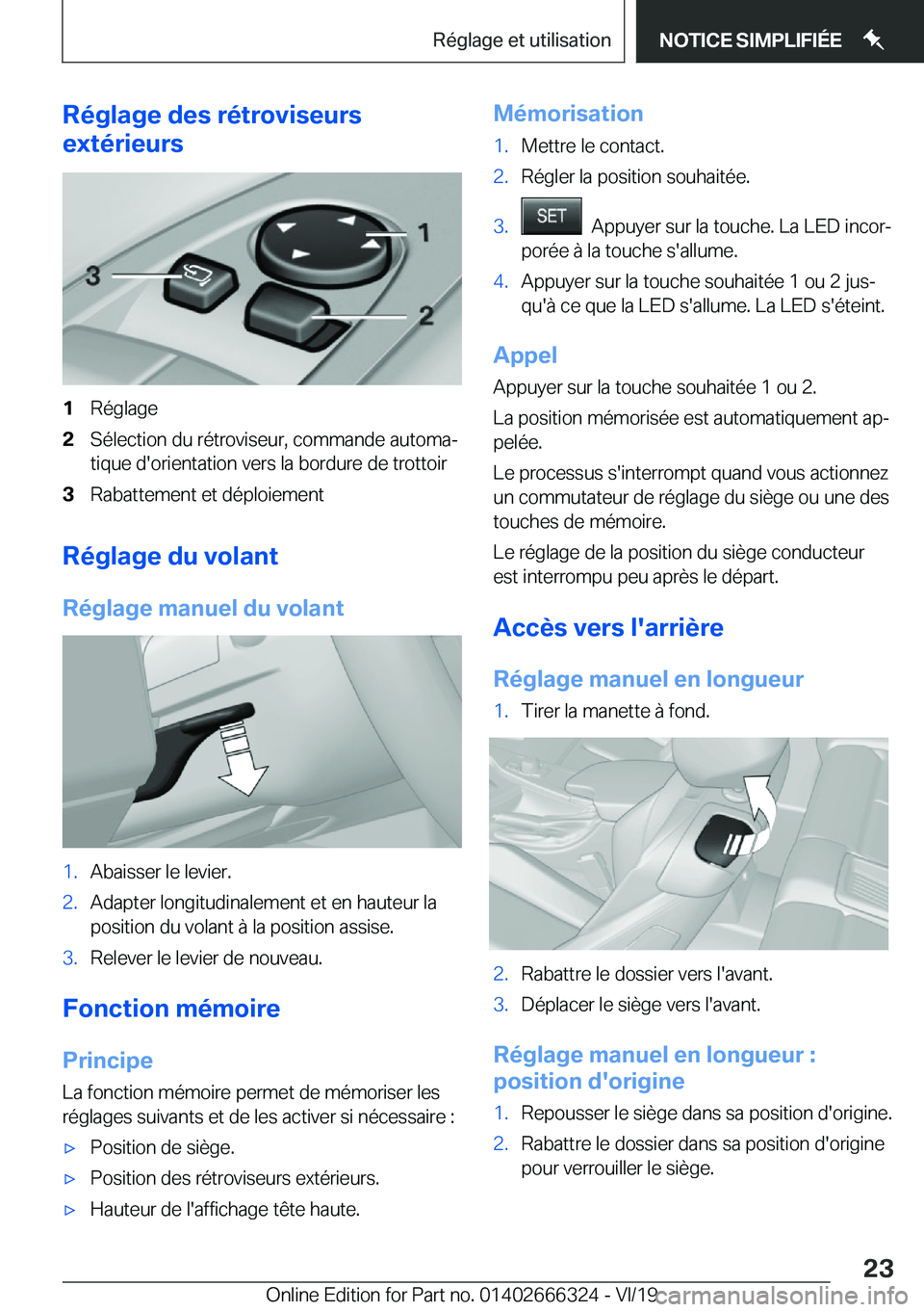 BMW 4 SERIES COUPE 2020  Notices Demploi (in French) �R�é�g�l�a�g�e��d�e�s��r�é�t�r�o�v�i�s�e�u�r�s
�e�x�t�é�r�i�e�u�r�s�1�R�é�g�l�a�g�e�2�S�é�l�e�c�t�i�o�n��d�u��r�é�t�r�o�v�i�s�e�u�r�,��c�o�m�m�a�n�d�e��a�u�t�o�m�aj
�t�i�q�u�e��d�'�o