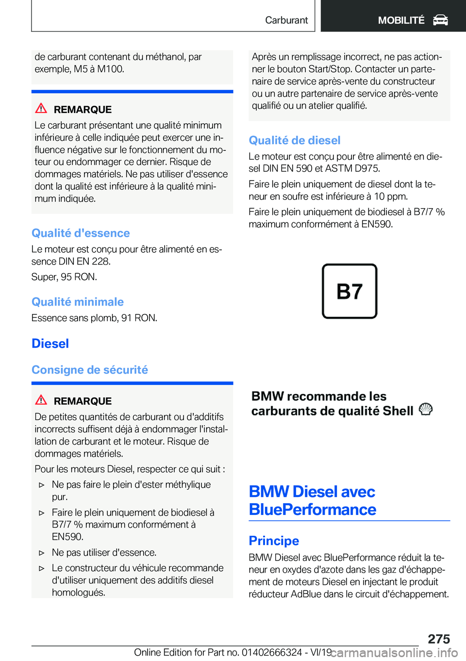 BMW 4 SERIES COUPE 2020  Notices Demploi (in French) �d�e��c�a�r�b�u�r�a�n�t��c�o�n�t�e�n�a�n�t��d�u��m�é�t�h�a�n�o�l�,��p�a�r�e�x�e�m�p�l�e�,��M�5��