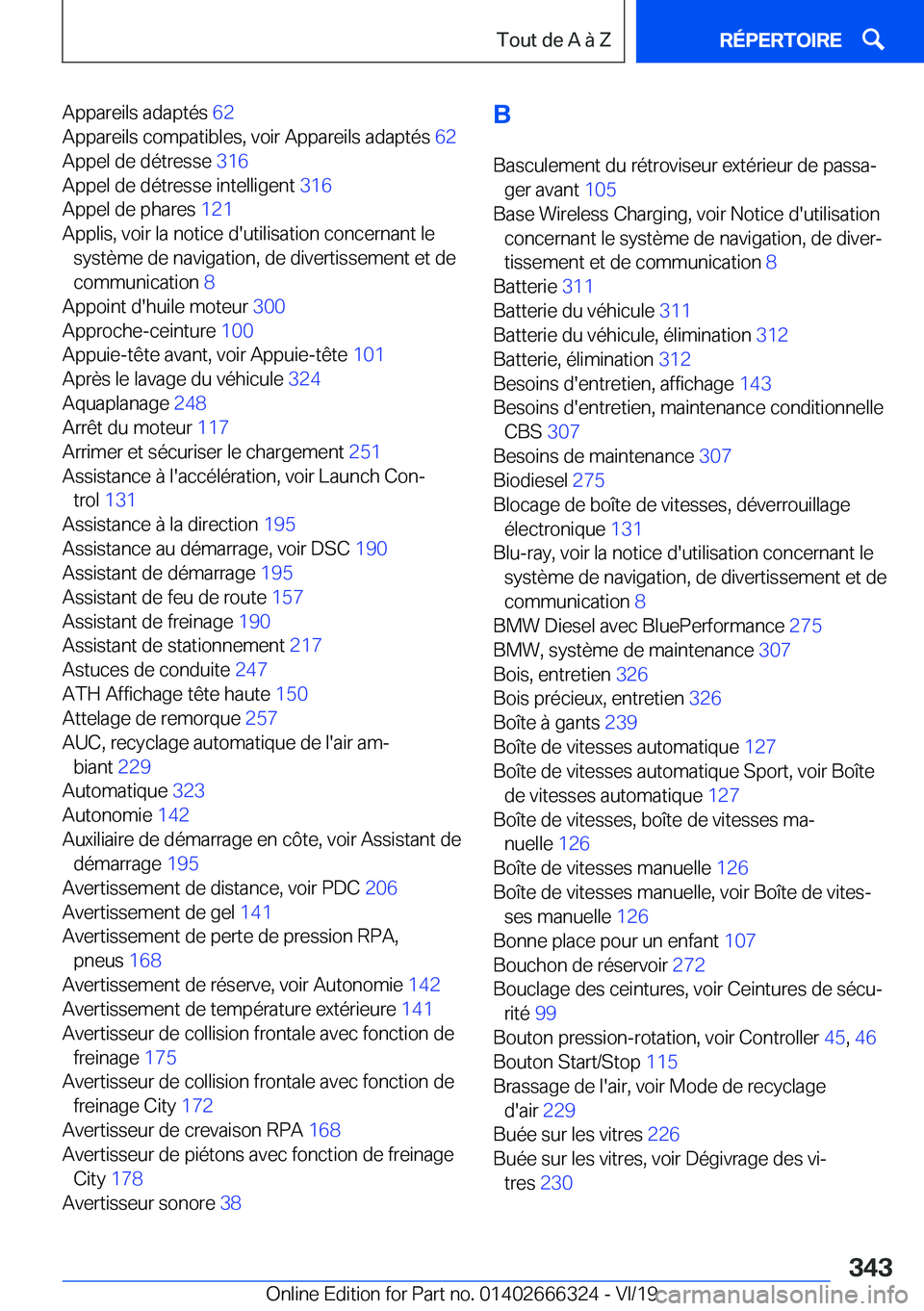 BMW 4 SERIES COUPE 2020  Notices Demploi (in French) �A�p�p�a�r�e�i�l�s��a�d�a�p�t�é�s��6�2�
�A�p�p�a�r�e�i�l�s��c�o�m�p�a�t�i�b�l�e�s�,��v�o�i�r��A�p�p�a�r�e�i�l�s��a�d�a�p�t�é�s� �6�2�
�A�p�p�e�l��d�e��d�é�t�r�e�s�s�e� �3�1�6�
�A�p�p�e