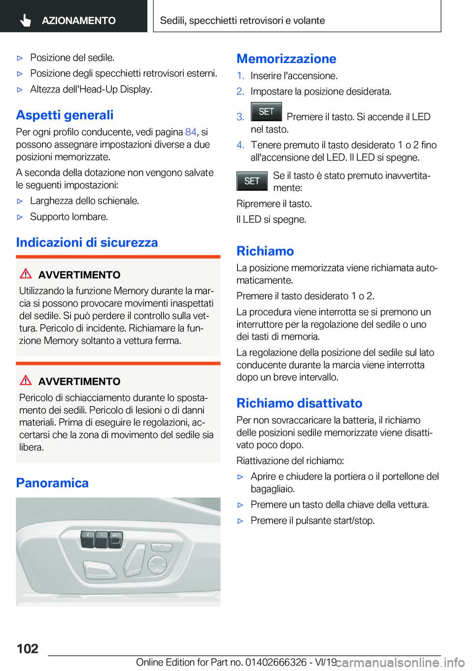 BMW 4 SERIES COUPE 2020  Libretti Di Uso E manutenzione (in Italian) 'x�P�o�s�i�z�i�o�n�e��d�e�l��s�e�d�i�l�e�.'x�P�o�s�i�z�i�o�n�e��d�e�g�l�i��s�p�e�c�c�h�i�e�t�t�i��r�e�t�r�o�v�i�s�o�r�i��e�s�t�e�r�n�i�.'x�A�l�t�e�z�z�a��d�e�l�l�'�H�e�a�d�-�U�p