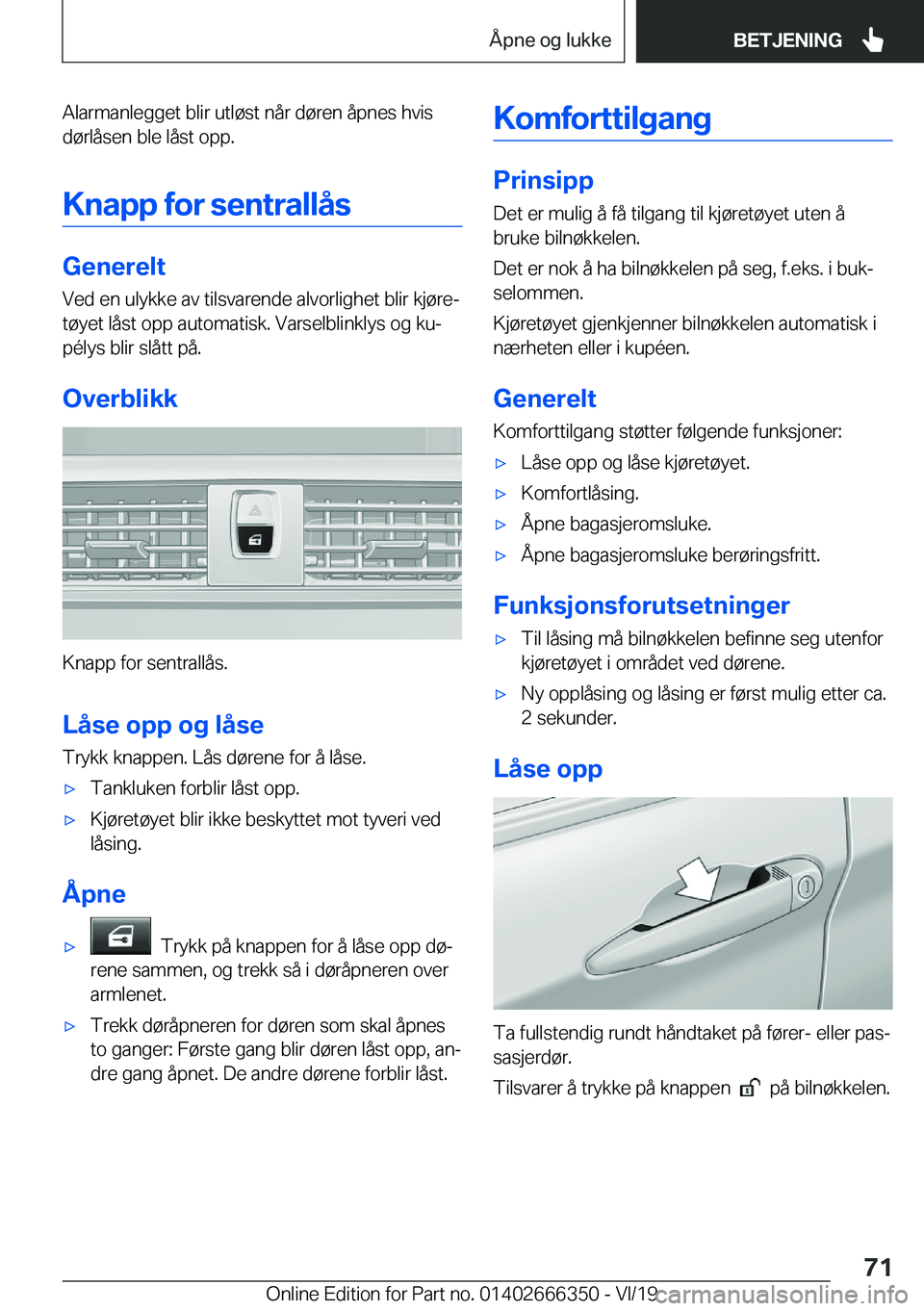 BMW 4 SERIES COUPE 2020  InstruksjonsbØker (in Norwegian) �A�l�a�r�m�a�n�l�e�g�g�e�t��b�l�i�r��u�t�l�