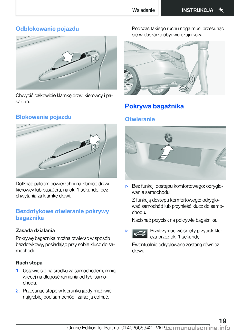 BMW 4 SERIES COUPE 2020  Instrukcja obsługi (in Polish) �O�d�b�l�o�k�o�w�a�n�i�e��p�o�j�a�z�d�u
�C�h�w�y�c�i�