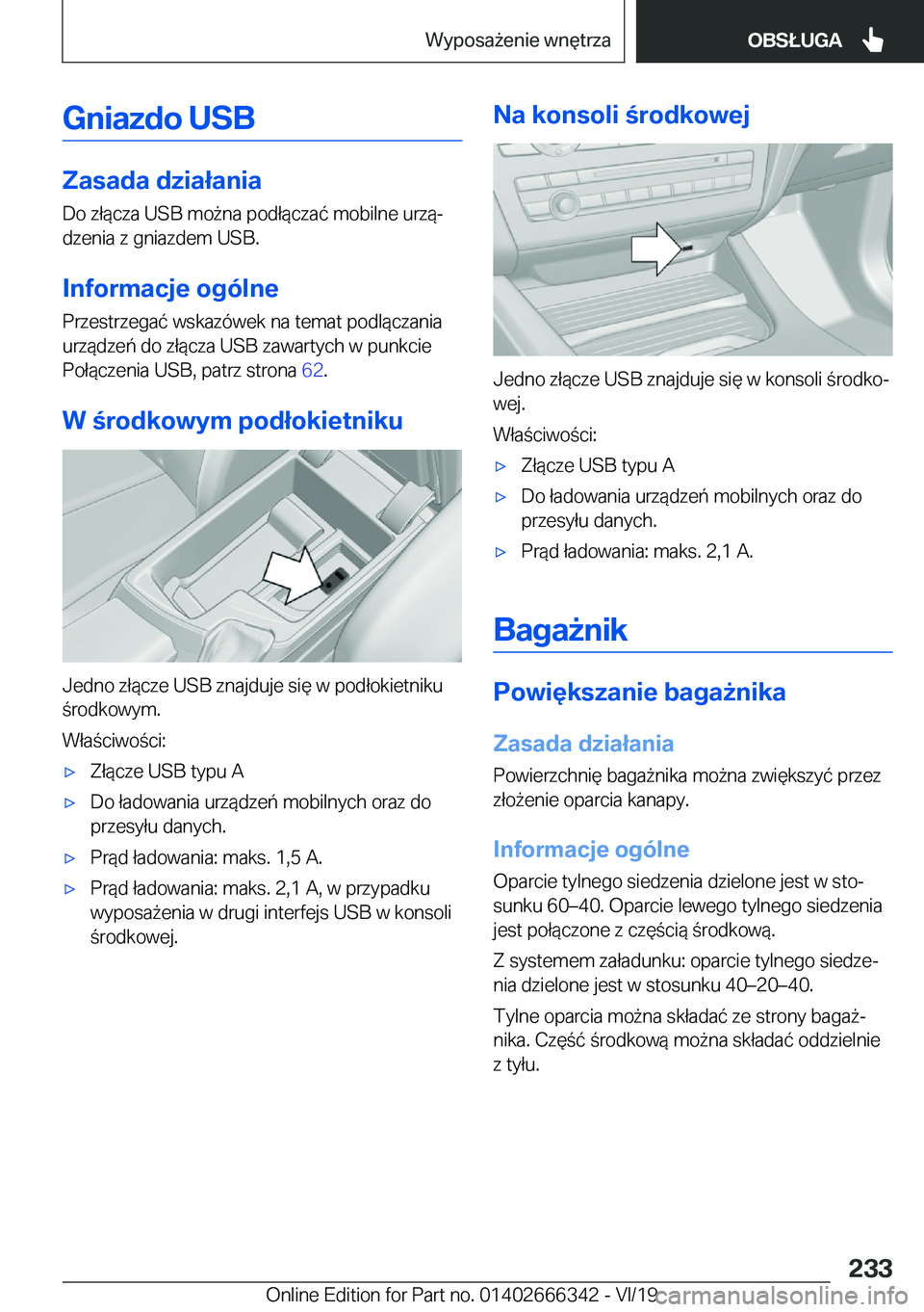 BMW 4 SERIES COUPE 2020  Instrukcja obsługi (in Polish) �G�n�i�a�z�d�o��U�S�B
�Z�a�s�a�d�a��d�z�i�a�ł�a�n�i�a
�D�o��z�ł�