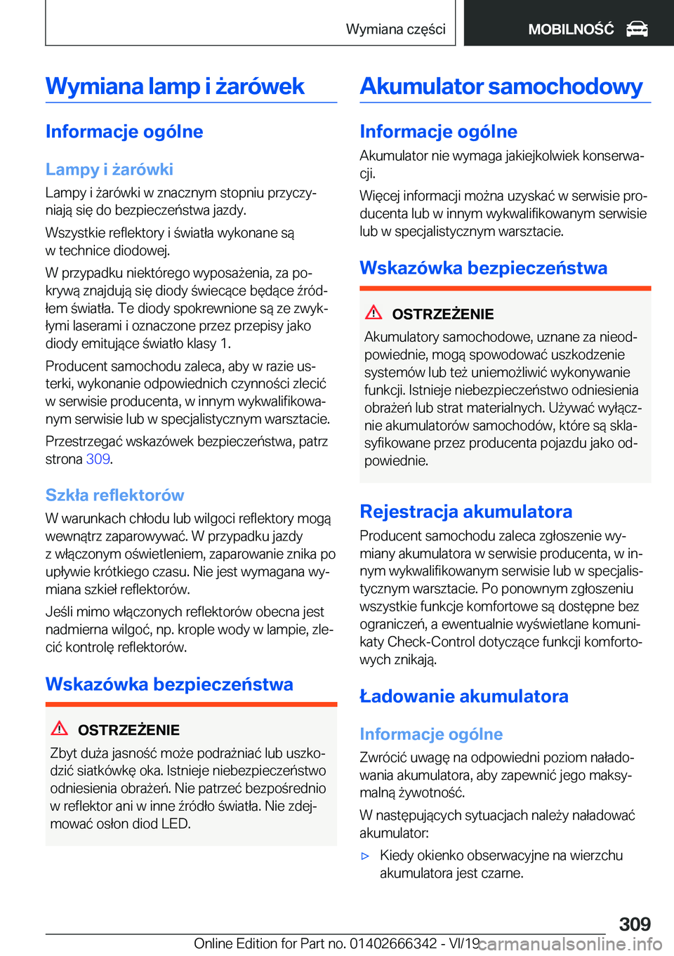 BMW 4 SERIES COUPE 2020  Instrukcja obsługi (in Polish) �W�y�m�i�a�n�a��l�a�m�p��i�9�a�r�