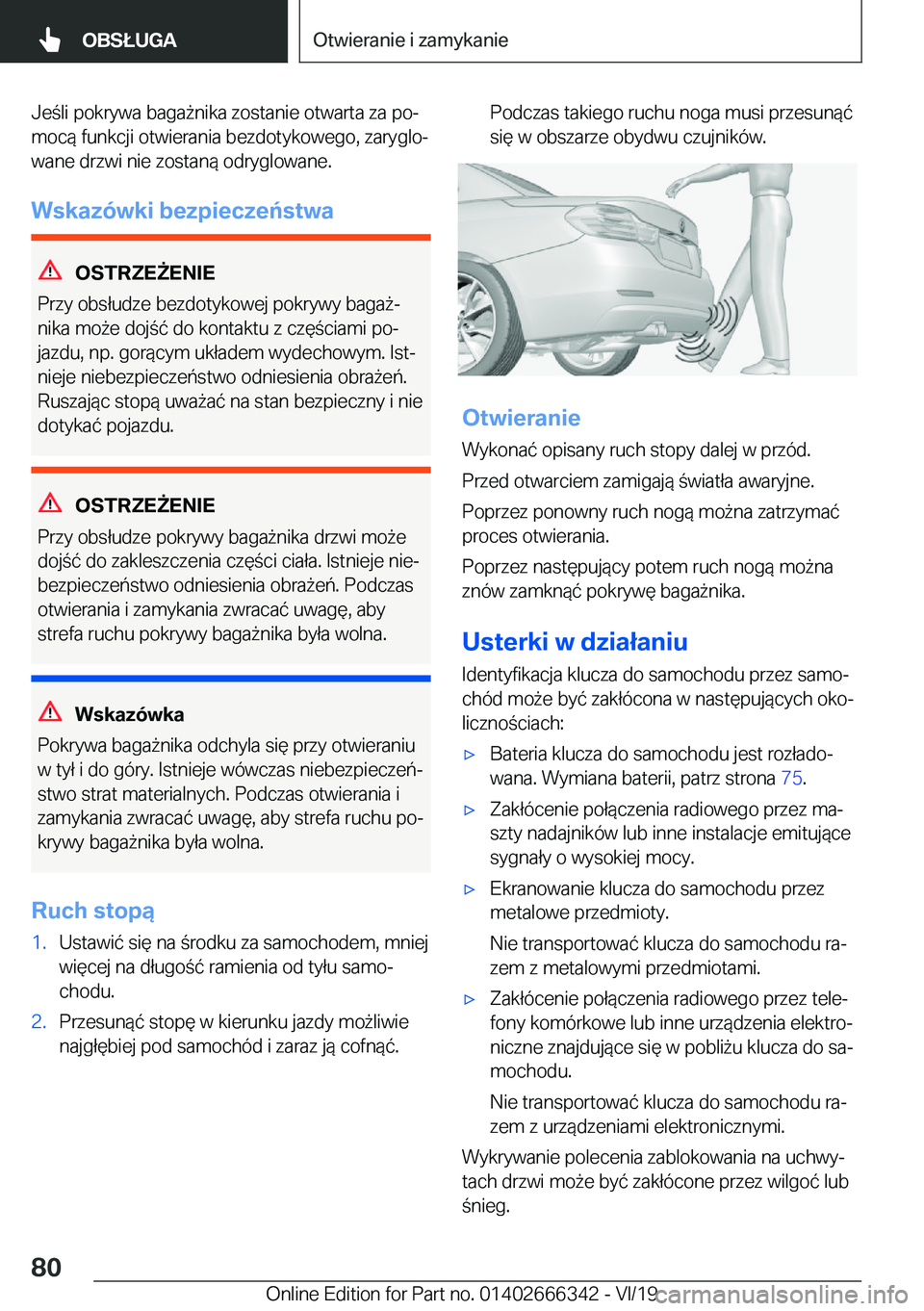 BMW 4 SERIES COUPE 2020  Instrukcja obsługi (in Polish) �J�e�l�i��p�o�k�r�y�w�a��b�a�g�a9�n�i�k�a��z�o�s�t�a�n�i�e��o�t�w�a�r�t�a��z�a��p�oj
�m�o�c�