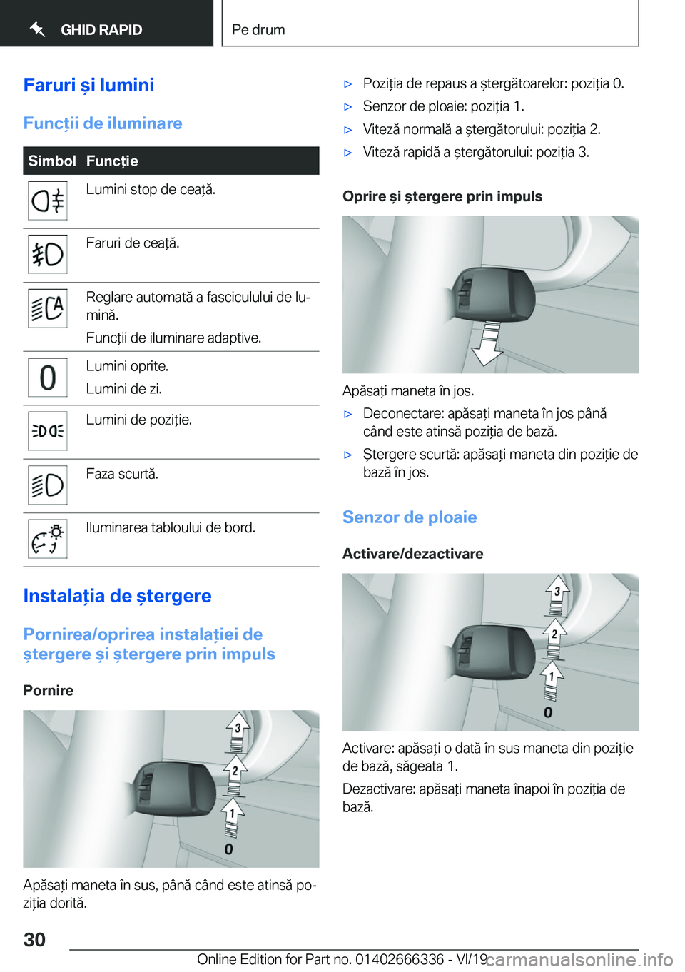 BMW 4 SERIES COUPE 2020  Ghiduri De Utilizare (in Romanian) �F�a�r�u�r�i�&�i��l�u�m�i�n�i�F�u�n�c�i�i��d�e��i�l�u�m�i�n�a�r�e�S�i�m�b�o�l�F�u�n�c�i�e�L�u�m�i�n�i��s�t�o�p��d�e��c�e�a*�