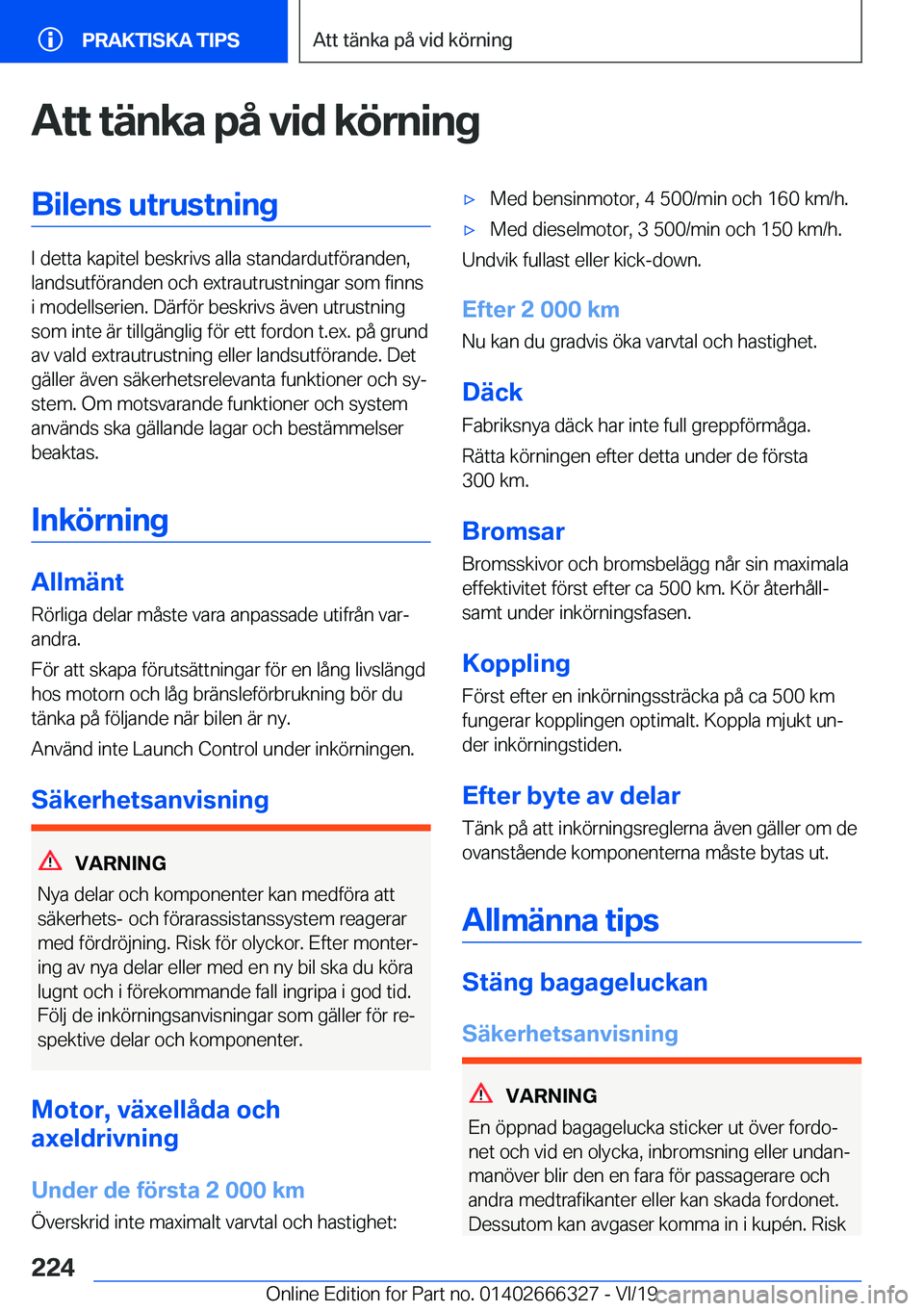 BMW 4 SERIES COUPE 2020  InstruktionsbÖcker (in Swedish) �A�t�t��t�ä�n�k�a��p�å��v�i�d��k�