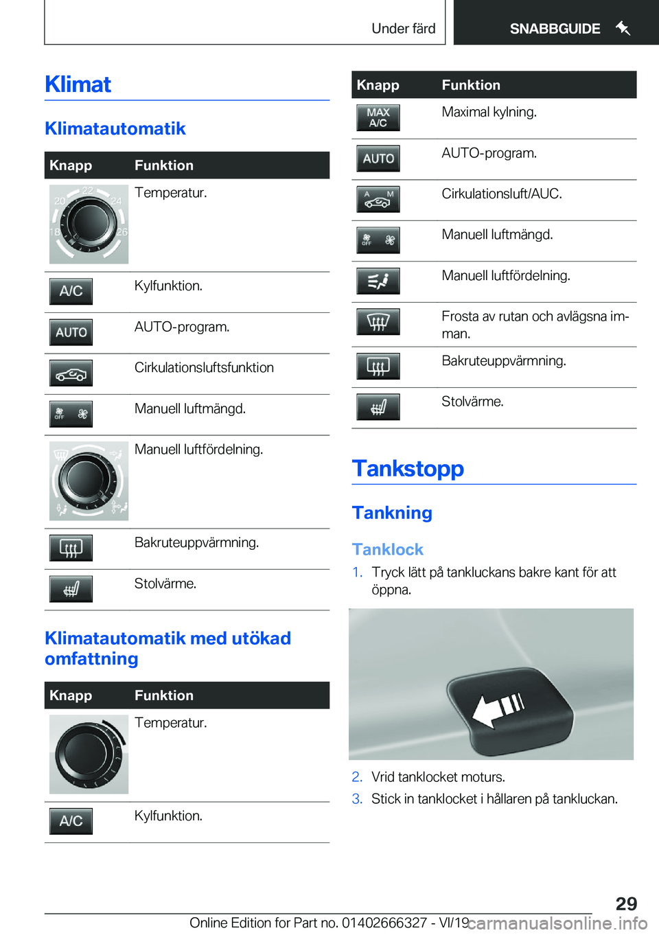 BMW 4 SERIES COUPE 2020  InstruktionsbÖcker (in Swedish) �K�l�i�m�a�t
�K�l�i�m�a�t�a�u�t�o�m�a�t�i�k
�K�n�a�p�p�F�u�n�k�t�i�o�n�T�e�m�p�e�r�a�t�u�r�.�K�y�l�f�u�n�k�t�i�o�n�.�A�U�T�O�-�p�r�o�g�r�a�m�.�C�i�r�k�u�l�a�t�i�o�n�s�l�u�f�t�s�f�u�n�k�t�i�o�n�M�a�n�u