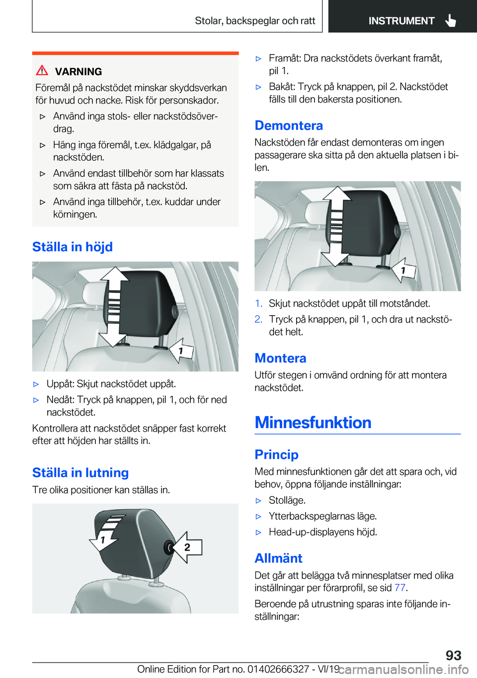 BMW 4 SERIES COUPE 2020  InstruktionsbÖcker (in Swedish) �V�A�R�N�I�N�G
�F�