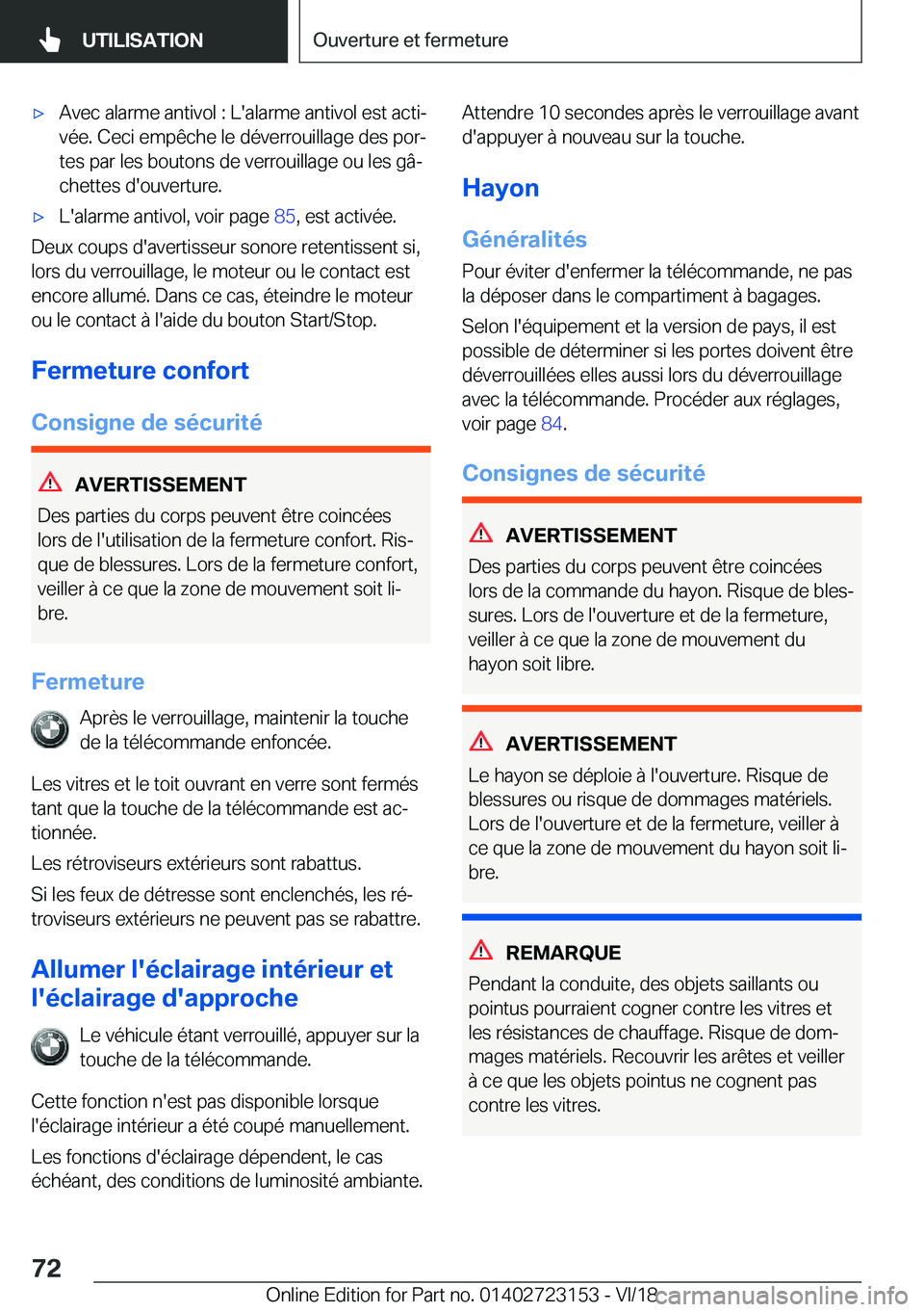 BMW 4 SERIES COUPE 2019  Notices Demploi (in French) 'x�A�v�e�c��a�l�a�r�m�e��a�n�t�i�v�o�l��:��L�'�a�l�a�r�m�e��a�n�t�i�v�o�l��e�s�t��a�c�t�ij�v�é�e�.��C�e�c�i��e�m�p�ê�c�h�e��l�e��d�é�v�e�r�r�o�u�i�l�l�a�g�e��d�e�s��p�o�rj
�t