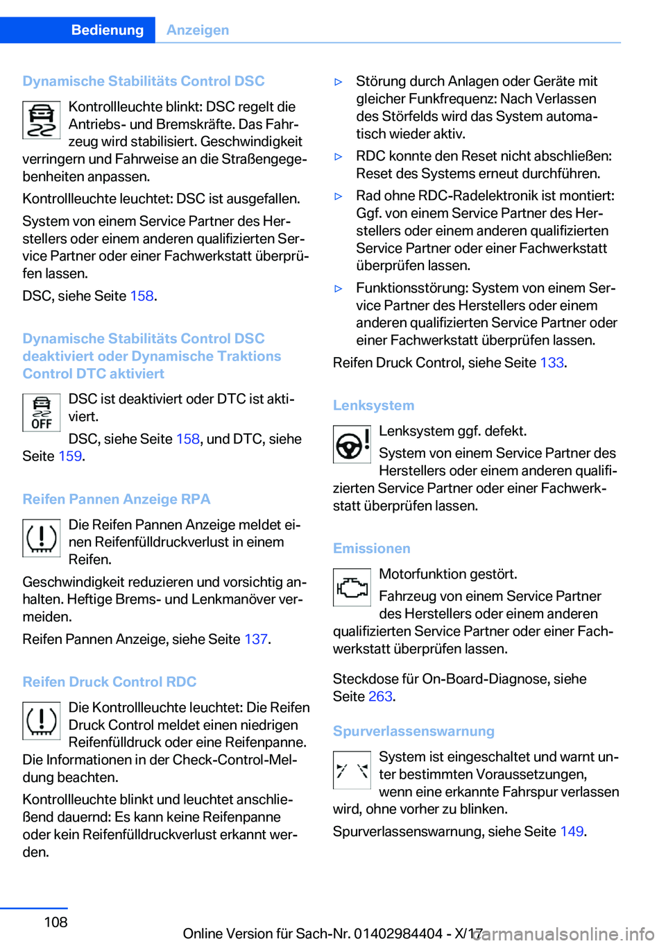 BMW 4 SERIES COUPE 2018  Betriebsanleitungen (in German) �D�y�n�a�m�i�s�c�h�e��S�t�a�b�i�l�i�t�