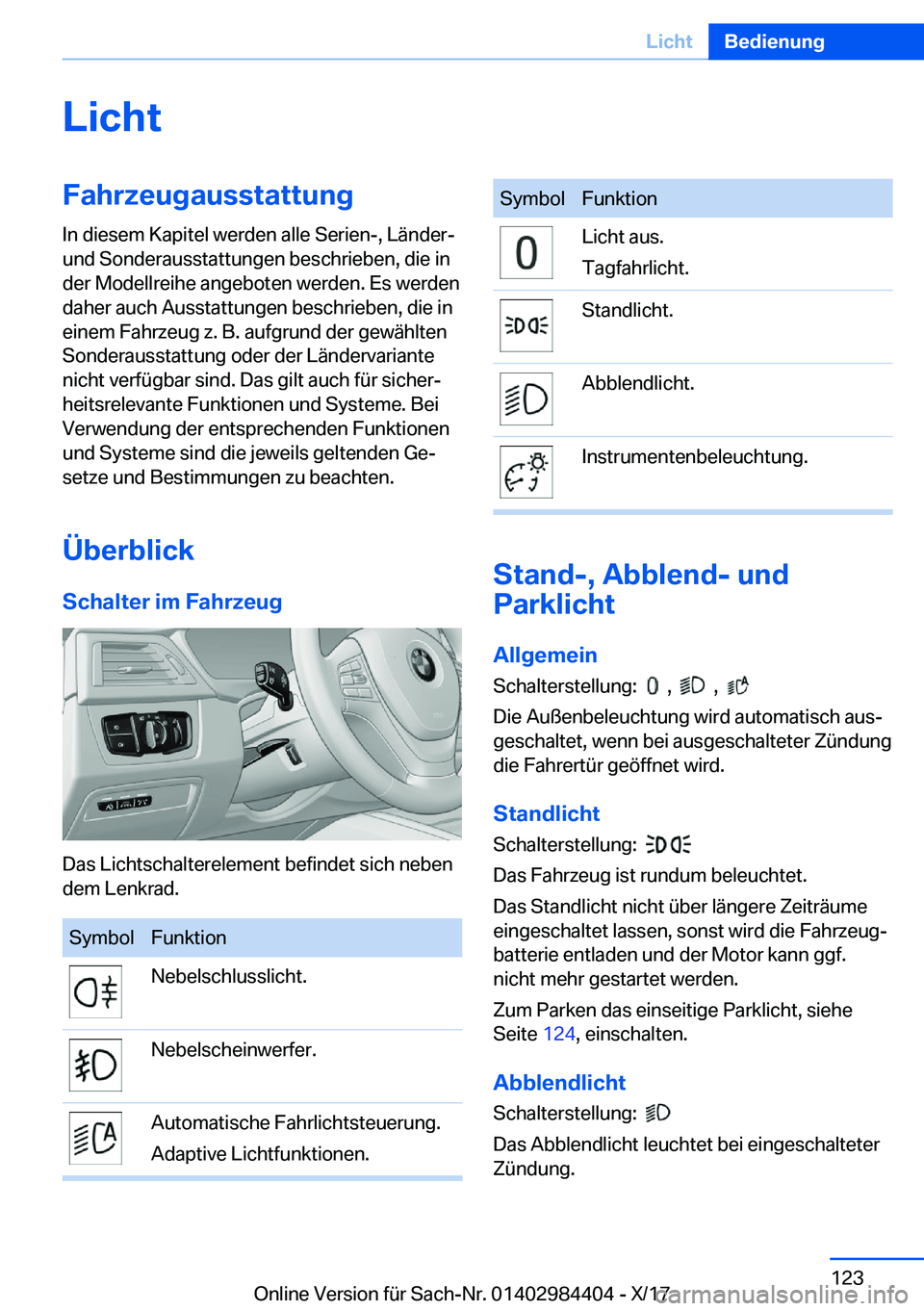 BMW 4 SERIES COUPE 2018  Betriebsanleitungen (in German) �L�i�c�h�t�F�a�h�r�z�e�u�g�a�u�s�s�t�a�t�t�u�n�g
�I�n� �d�i�e�s�e�m� �K�a�p�i�t�e�l� �w�e�r�d�e�n� �a�l�l�e� �S�e�r�i�e�n�-�,� �L�