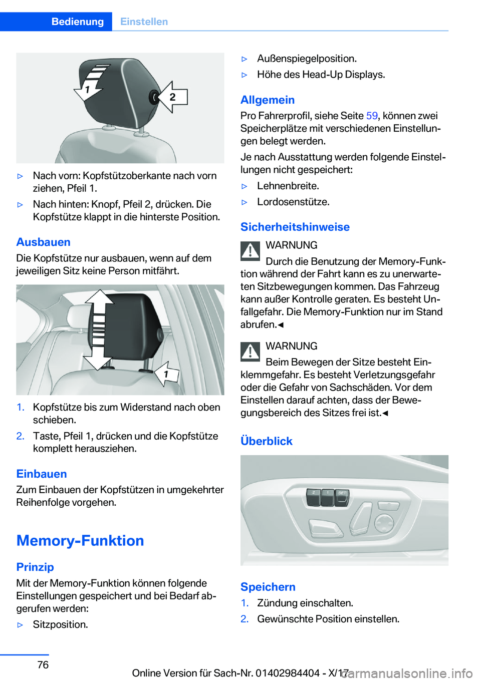 BMW 4 SERIES COUPE 2018  Betriebsanleitungen (in German) y�N�a�c�h� �v�o�r�n�:� �K�o�p�f�s�t�