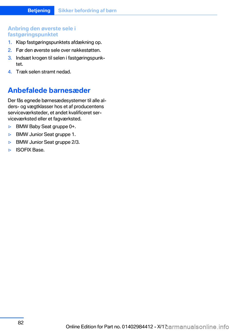 BMW 4 SERIES COUPE 2018  InstruktionsbØger (in Danish) �A�n�b�r�i�n�g��d�e�n��