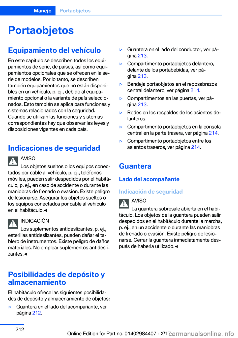 BMW 4 SERIES COUPE 2018  Manuales de Empleo (in Spanish) �P�o�r�t�a�o�b�j�e�t�o�s�E�q�u�i�p�a�m�i�e�n�t�o��d�e�l��v�e�h�