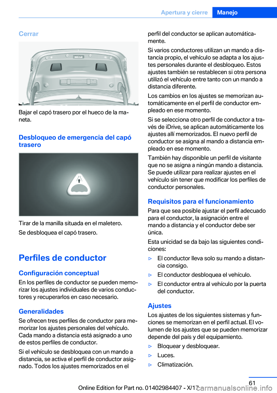 BMW 4 SERIES COUPE 2018  Manuales de Empleo (in Spanish) �C�e�r�r�a�r
�B�a�j�a�r� �e�l� �c�a�p�