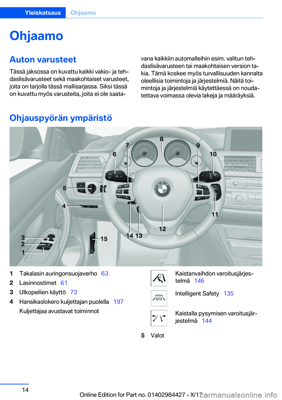 BMW 4 SERIES COUPE 2018  Omistajan Käsikirja (in Finnish) �O�h�j�a�a�m�o�A�u�t�o�n��v�a�r�u�s�t�e�e�t�T�