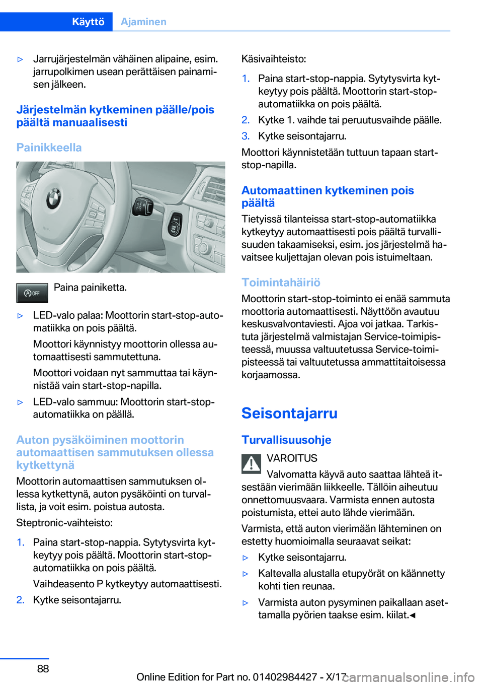 BMW 4 SERIES COUPE 2018  Omistajan Käsikirja (in Finnish) 'y�J�a�r�r�u�j�