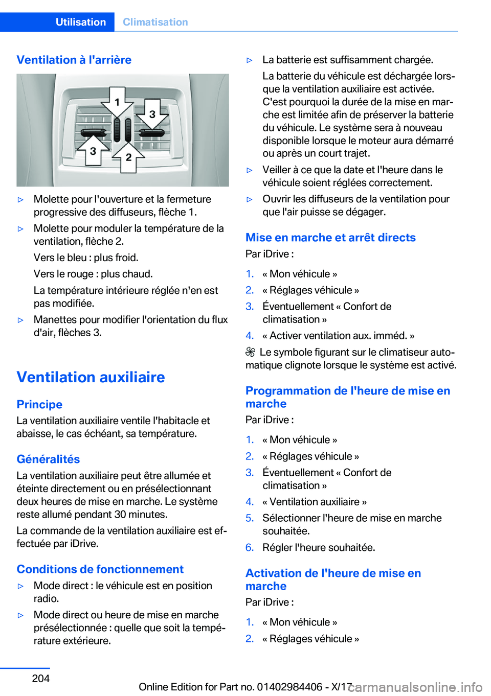 BMW 4 SERIES COUPE 2018  Notices Demploi (in French) �V�e�n�t�i�l�a�t�i�o�n��